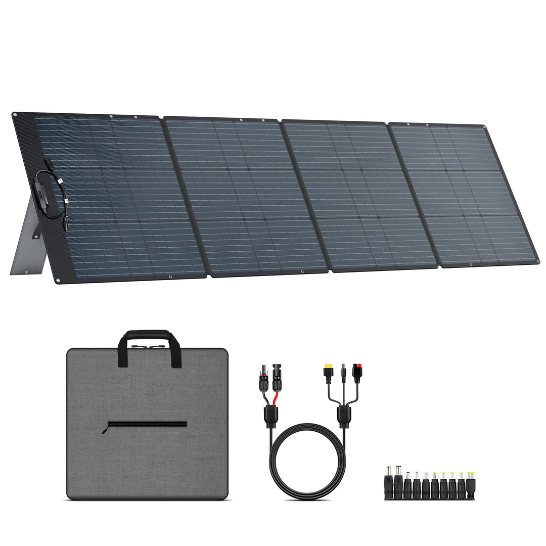 200W Tragbares Solarpanel, 20.5V Faltbares Solarpanel Kit mit 10 Anschlüssen, Solar Panel mit Stände