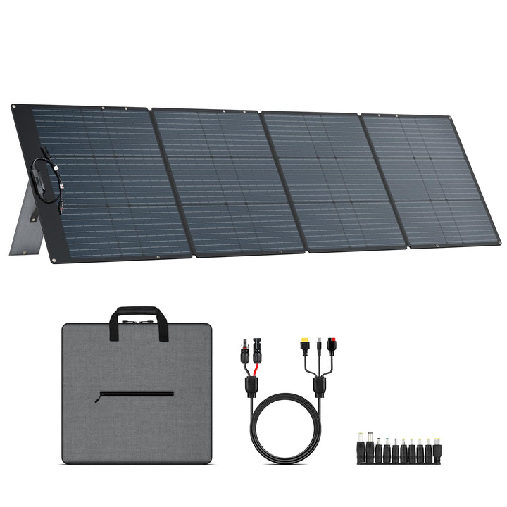 200W Tragbares Solarpanel, 20.5V Faltbares Solarpanel Kit mit 10 Anschlüssen, Solar Panel mit Stände