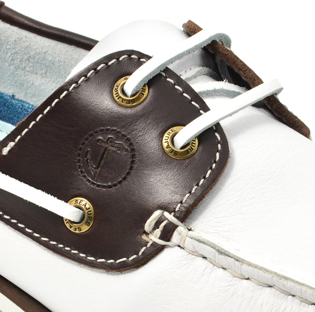 Seajure Herren Bootsschuhe Nungwi Weiss und Braun Leder 42 EU Weiss, 42 EU Weiss
