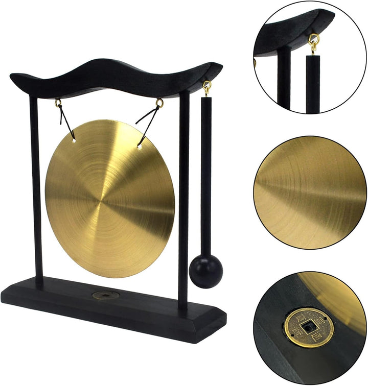 Feng Shui Messing-Gong Desktop Zen Art for Fortune + Gratis Red String Armband, Messing