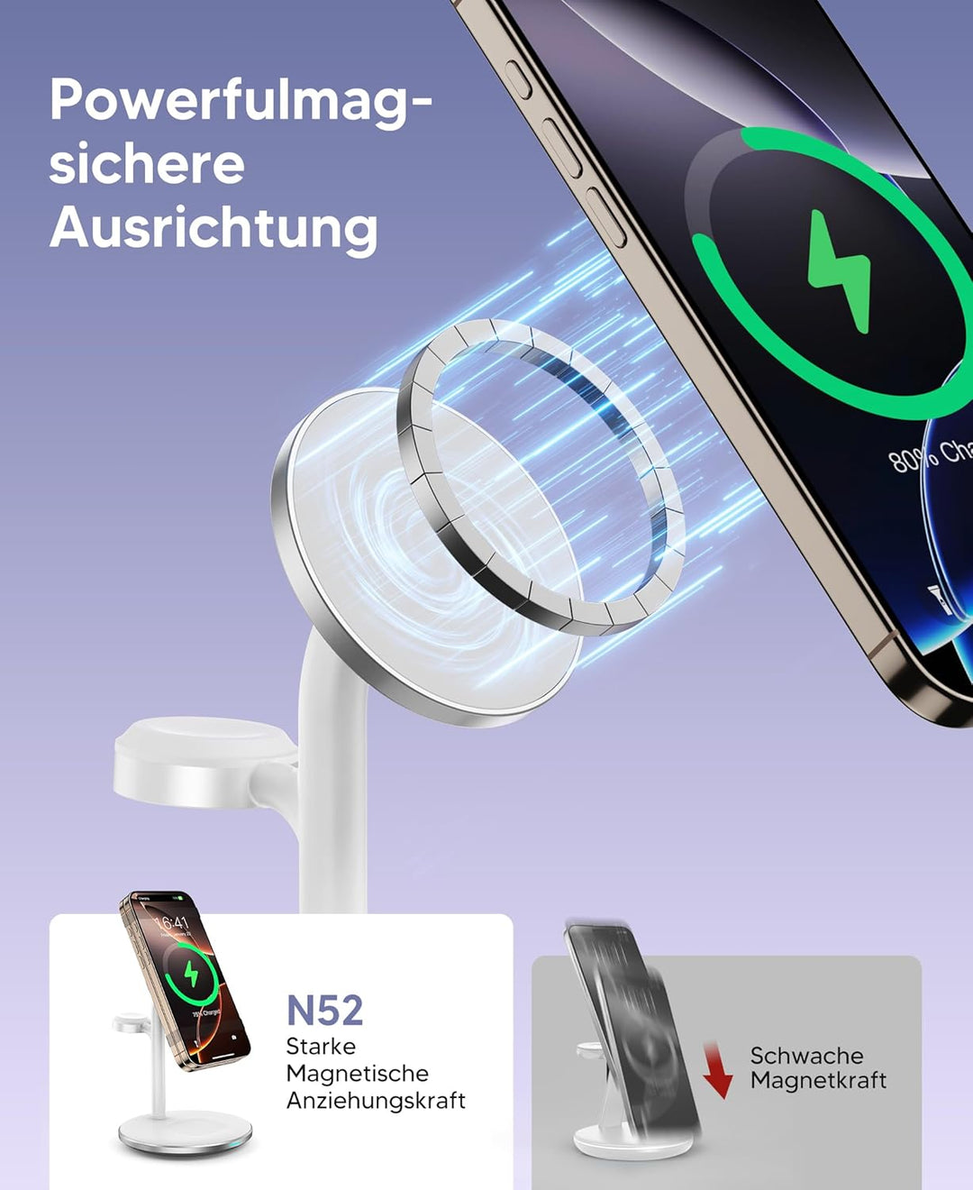 3 in 1 Induktive Ladestation für mehrere Geräte,15W Kabellos Ladestation,Wireless Charger Kompatibel