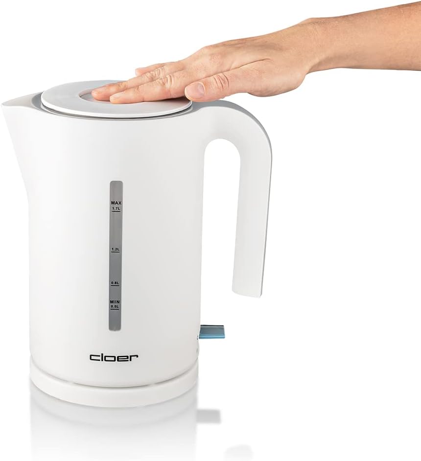 Cloer 4111 Wasserkocher, 2200 W, grosse Wasserstandsanzeige, Trockengeh- und Überhitzungsschutz, 1,7