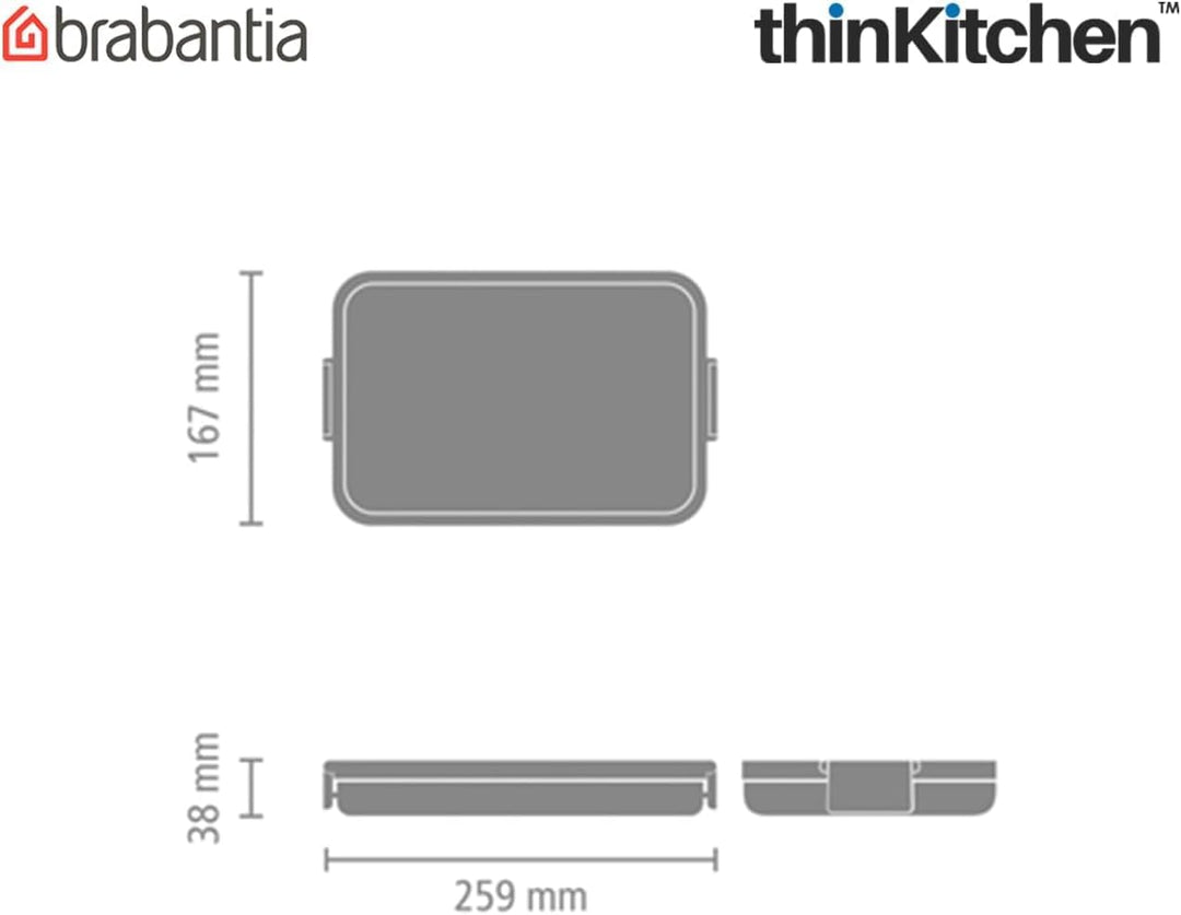 Brabantia - Make & Take Frühstück-Set - 2er-Set: Wasserflasche 0.5L + Lunch Box Flach - Platz für Sa
