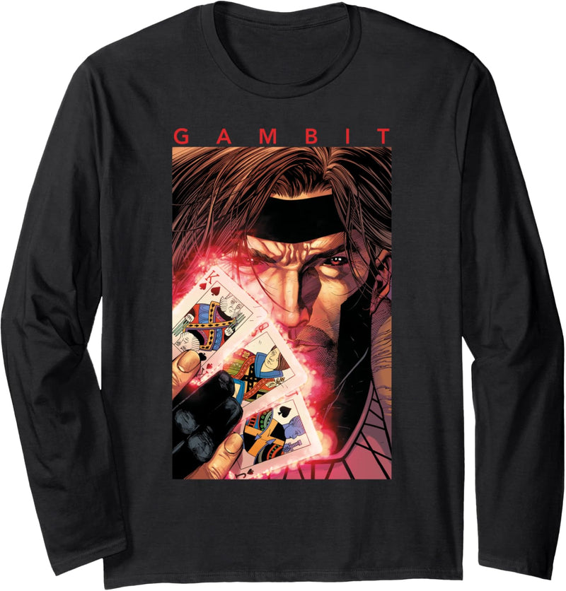 Marvel X-Men Gambit Three Aces Poster Langarmshirt