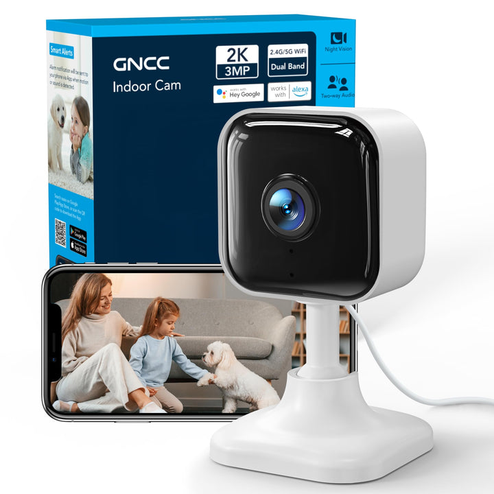 GNCC 2K WLAN Überwachungskamera Innen, Mini Kamera, 2,4/5GHz Wi-Fi 6, Babyphone mit Kamera, Indoor K