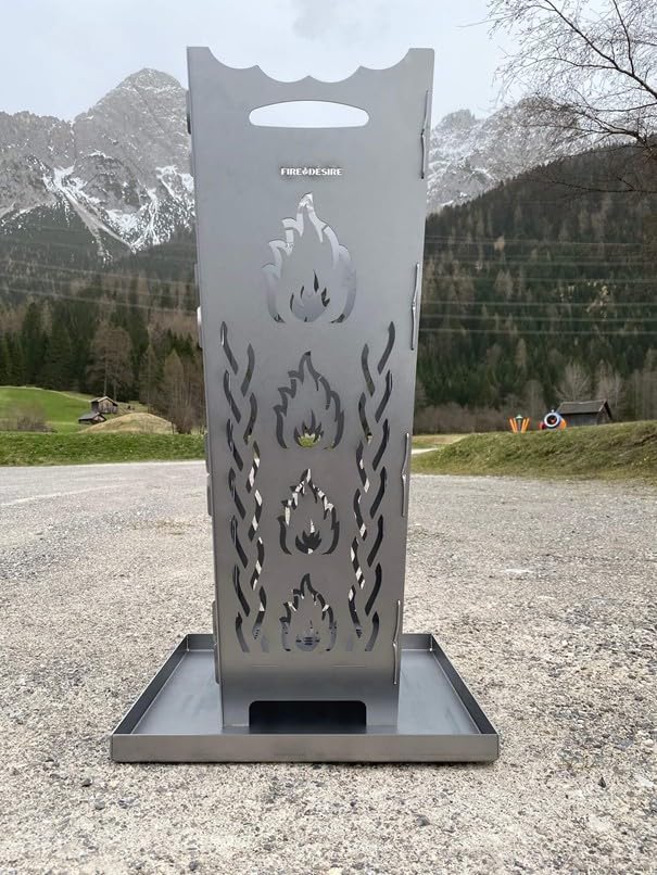 FireDesire Grill Pro Feuerkorb 80cm + Grillplatte + Ascheschale, Feuertonne, Feuerschale, Grilltonne