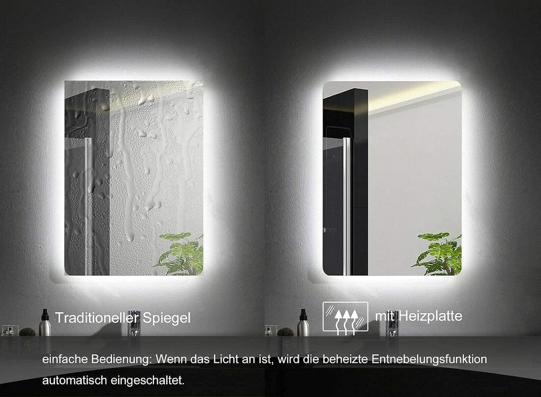 MIQU LED Badspiegel 50x70cm Wandspiegel mit Beleuchtung mit 3-Fach Vergrösserung Touch Anti-Beschlag