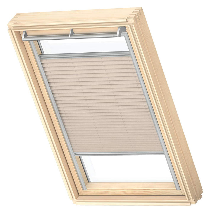 VELUX Original Dachfenster Plissee für M06, Hellbeige, mit Grauer Führungsschiene