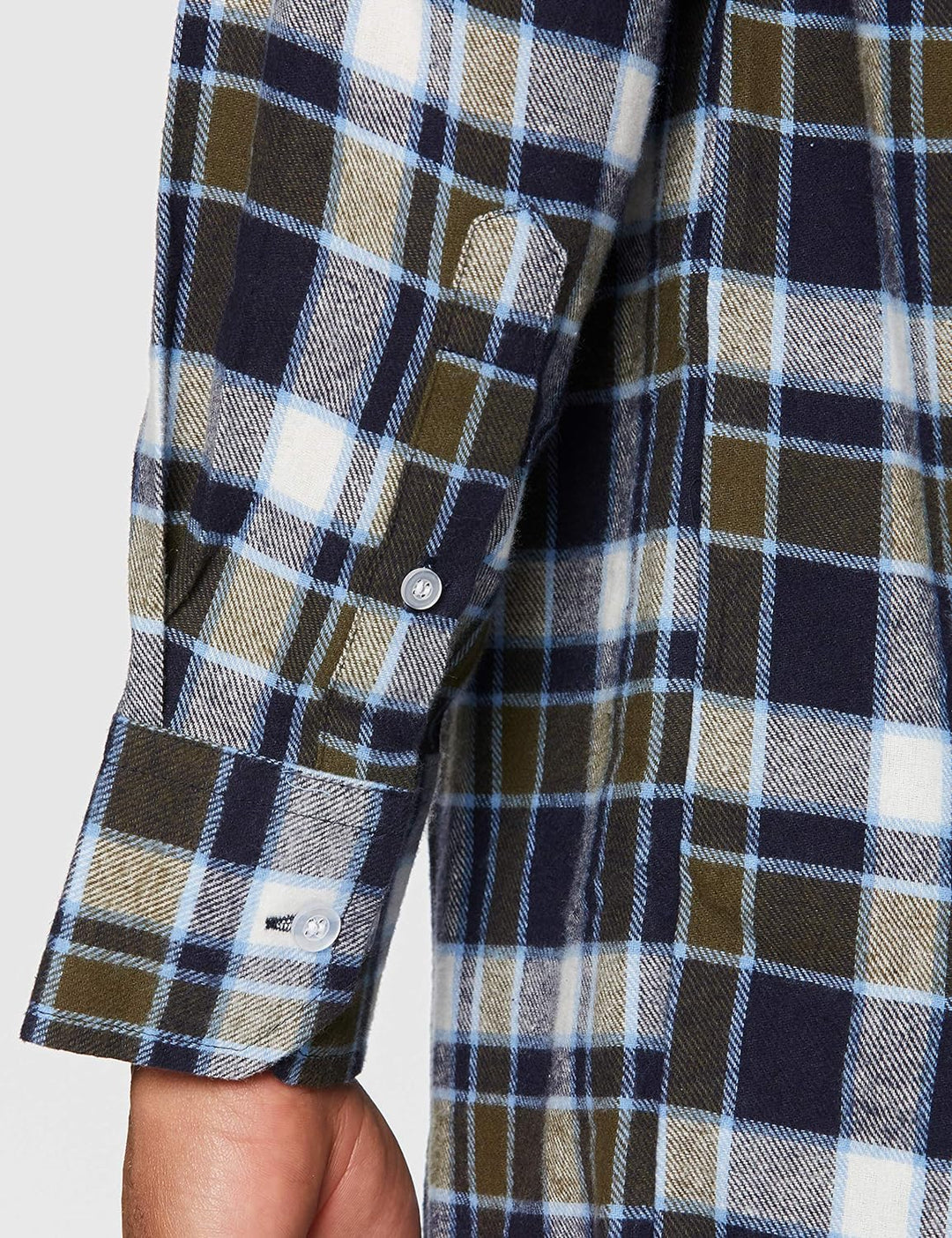 Flanellhemd Webflanell Extralang 90 cm Rückenlänge (M, Marine/grün/weiss)