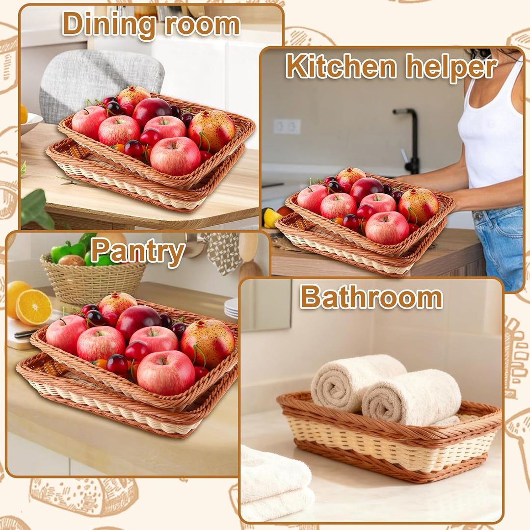 4er Set Brötchenkorb Geflochten Brotkorb Stapelbarer Brotkörbchen Modern Brotkörbe Hochwertiger Obst
