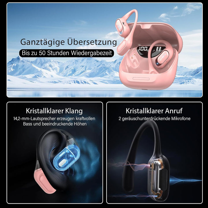 KI Übersetzer Kopfhörer 4-in-1, Echtzeit Sprachübersetzer kopfhörer, 164 Sprachen & 7 Modi, Übersetz