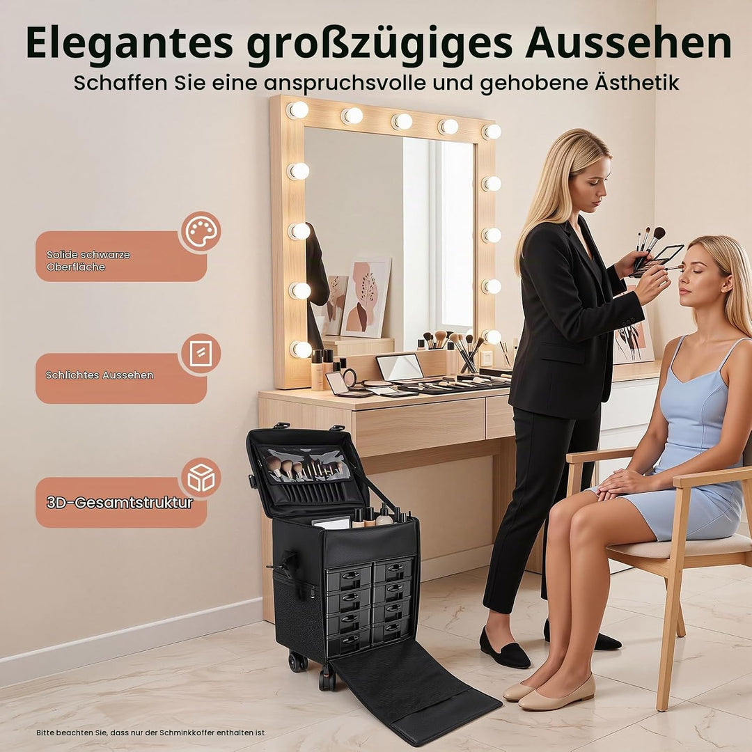 2 In 1 Kosmetik Trolley Multi-Function Friseurkoffer Professionelle Schwarz Kosmetikkoffer Beauty To