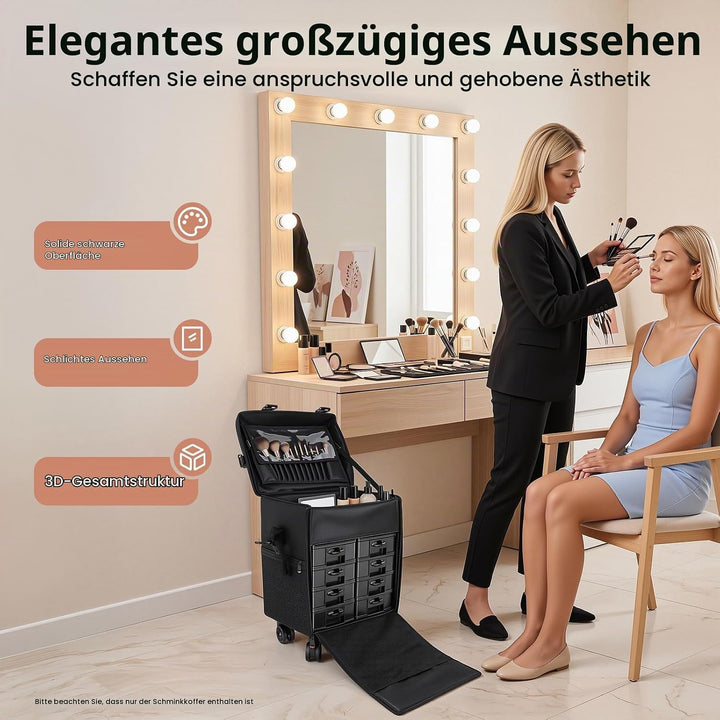 2 In 1 Kosmetik Trolley Multi-Function Friseurkoffer Professionelle Schwarz Kosmetikkoffer Beauty To