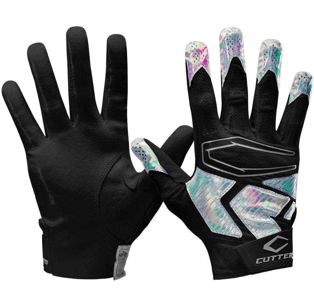 Cutters Rev Pro 4.0 S500 Receiver Handschuhe L Rückseite/Silber Chrom irisierend, L Rückseite/Silber
