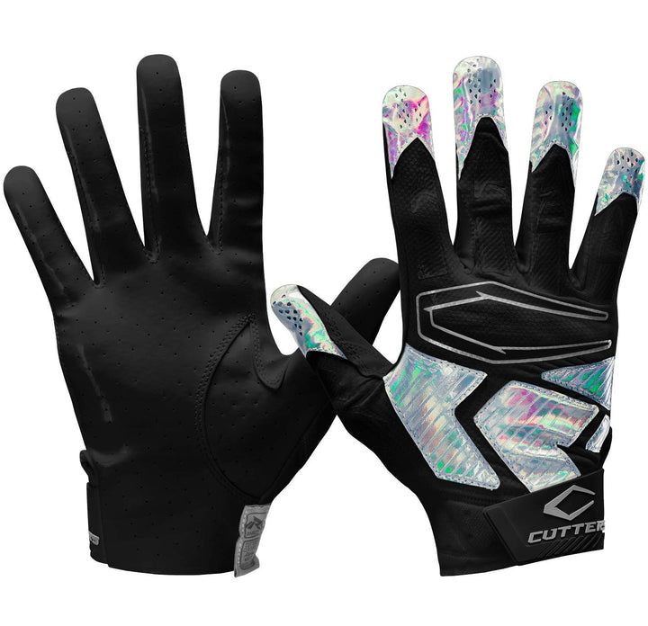 Cutters Rev Pro 4.0 S500 Receiver Handschuhe L Rückseite/Silber Chrom irisierend, L Rückseite/Silber