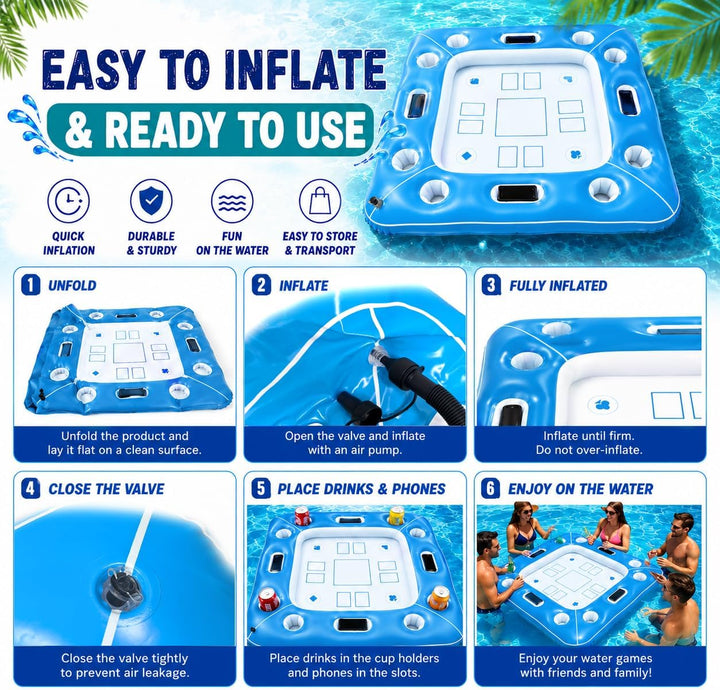 Luftmatratze mit Getränkehalter, Shyllin Tanning Pool, Pool Spielzeug | Für Poolpartys, Mit Kartensp