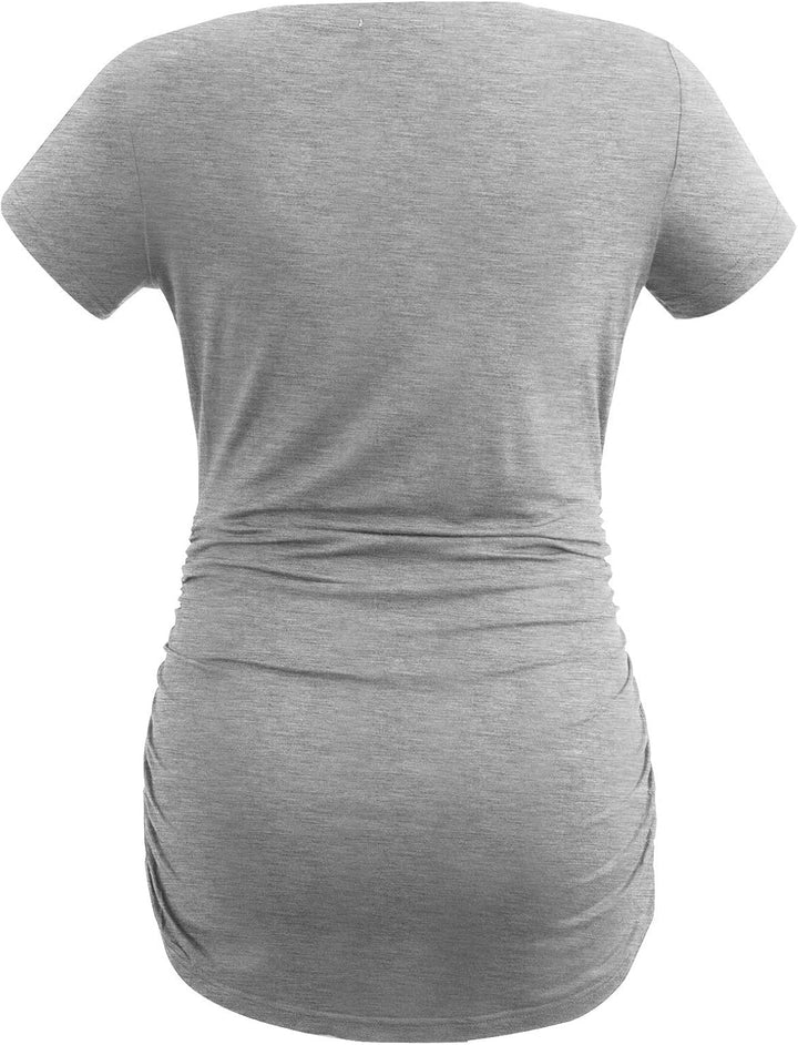 Smallshow Damen Umstandsmode Tops Seitlich Geraffte Schwangerschafts Umstandstop 3er Pack, M Armeegr