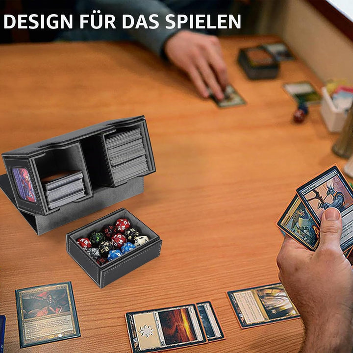 AFIING MTG Commander Kartenbox, 3-in-1 Karten-Aufbewahrungsbox für 200+ doppelt gesleevte Karten, Ma