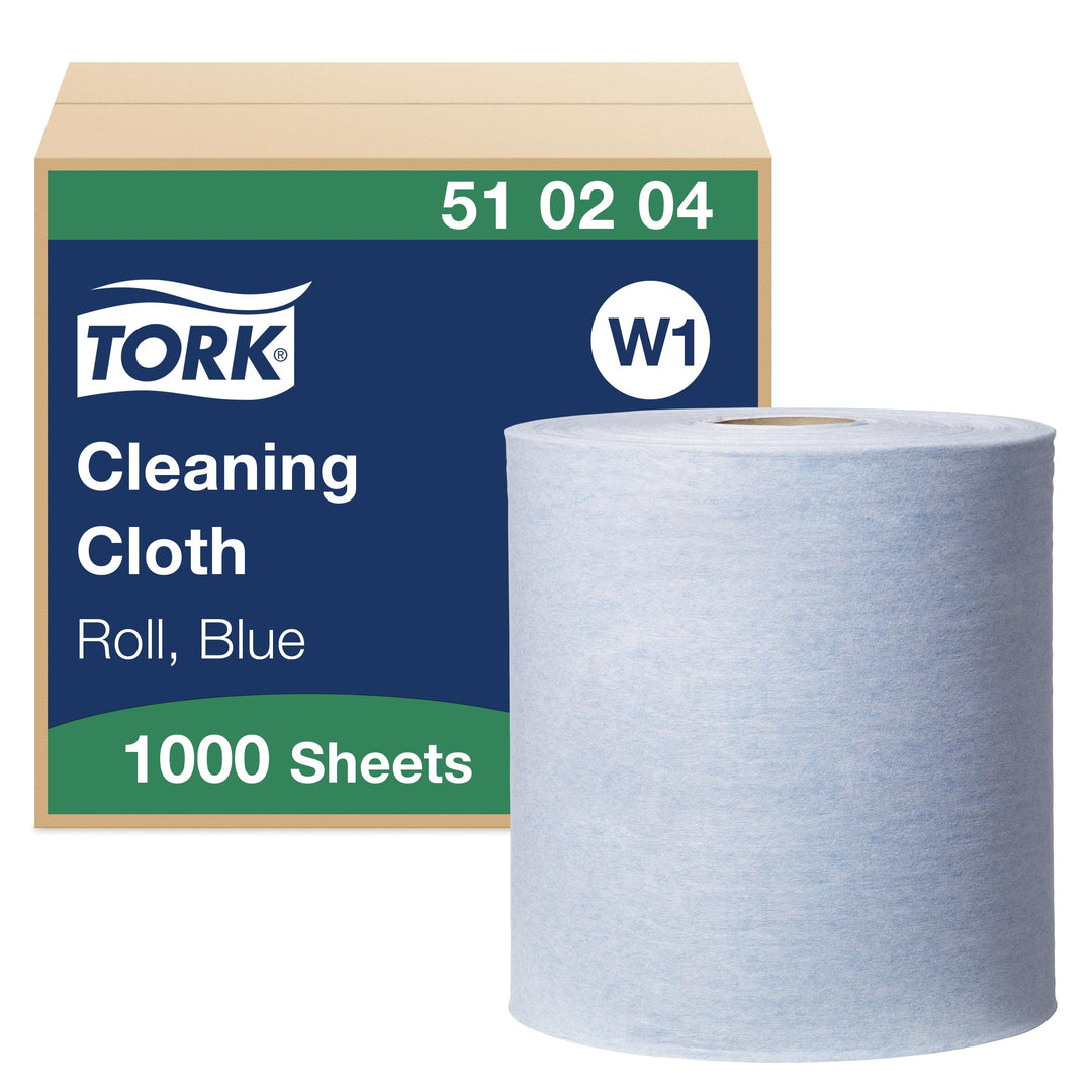 Tork 510204 Reinigungstücher für W1 Bodenständer- und Wandhalter-System / 1-lagige Putzrolle in Blau