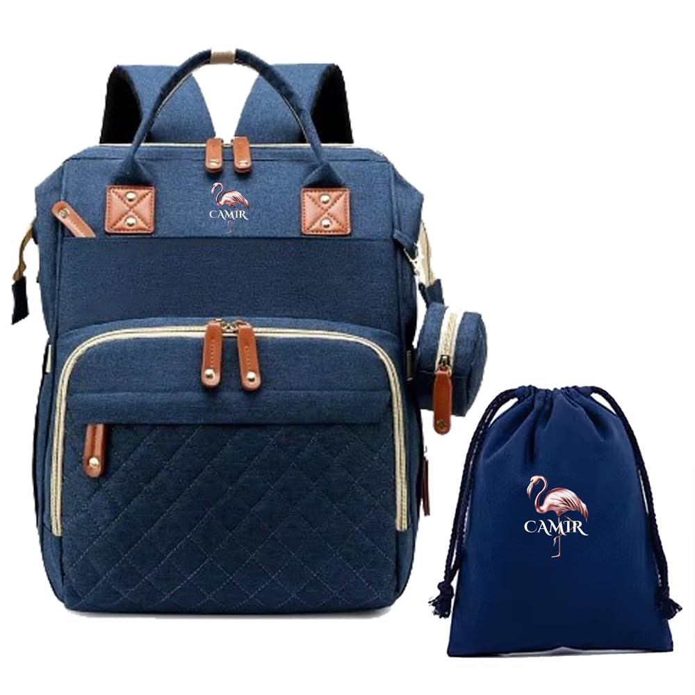 CAMIR Wickelrucksack, Rucksack für Kinderwagen, Wickeltasche, Mutterschaft, tragbar mit Haken für Ki