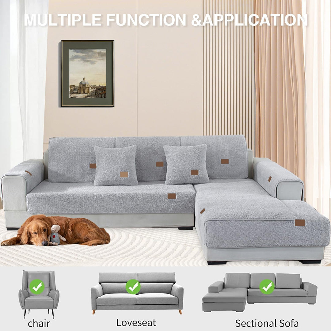 LINGKY Samt Sofabezug 1 2 3 4 Sitzer, L Form Sofaüberwurfe, Ecksofa Sofa überzug Pets Dog Couch über