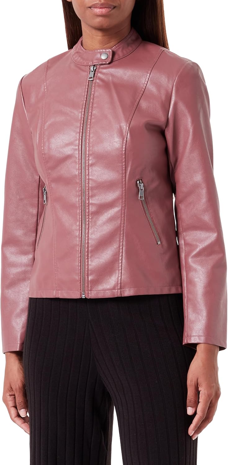 ONLY Damen Onlnewmelisa Faux Leather Jacket Cc OTW Jacke 74 Rose Brown, 74 Rose Brown