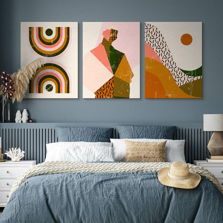 Muralo - Wandbilder Set - Leinwand Bilder Set Aufhängefertig - Bilder für Wohnzimmer Schlafzimmer -