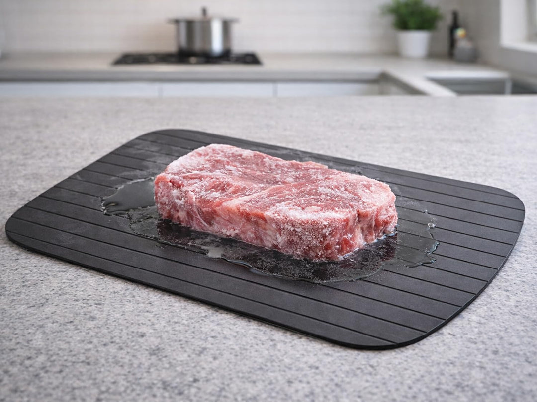 Auftauplatte aus Aluminium 35 x 24,5 cm – Schnellauftauplatte für Fleisch, Fisch & Gemüse – Natürlic