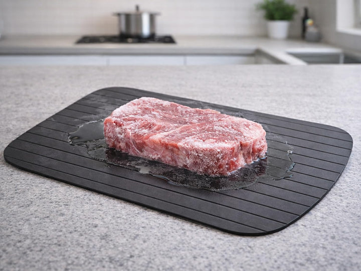 Auftauplatte aus Aluminium 35 x 24,5 cm – Schnellauftauplatte für Fleisch, Fisch & Gemüse – Natürlic