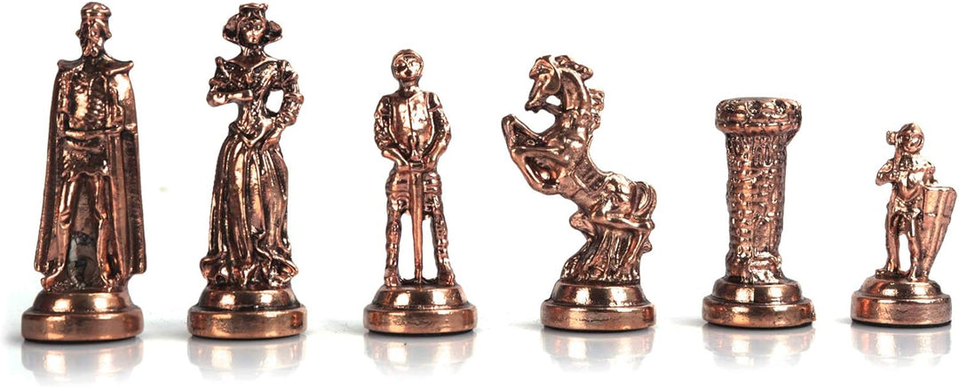 GiftHome Schach aus Kupfer für Erwachsene, mittelalterliche britische Armee, Antikoptik, handgeferti