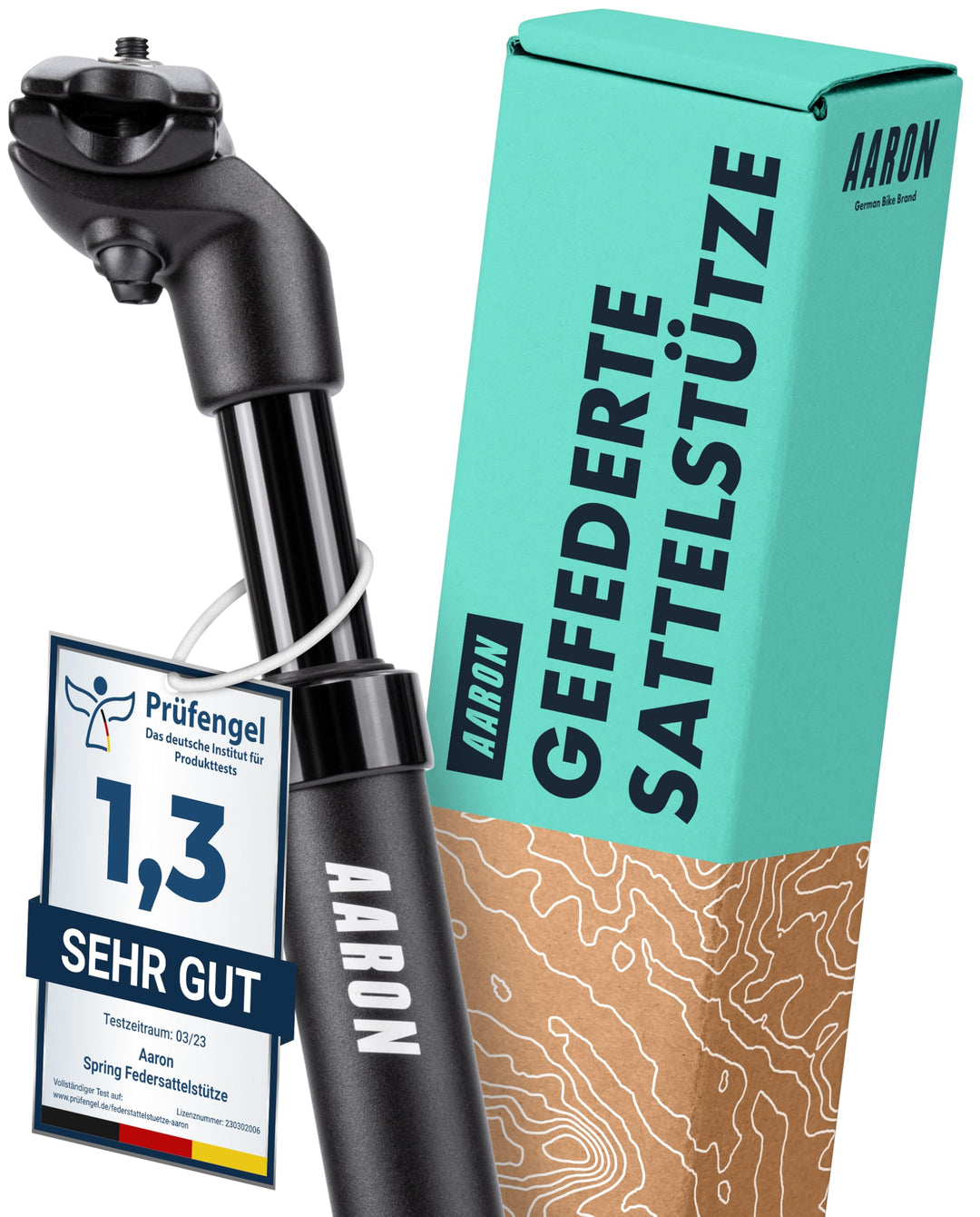 AARON Spring Federsattelstütze mit 27,2, 30,9 oder 31,6 mm Durchmesser - Gefederte Aluminium Sattels
