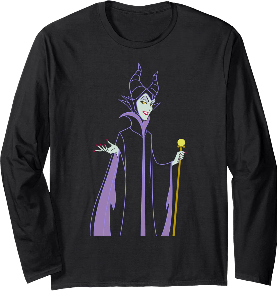 Disney Maleficent Smirk Line Art Portrait Langarmshirt