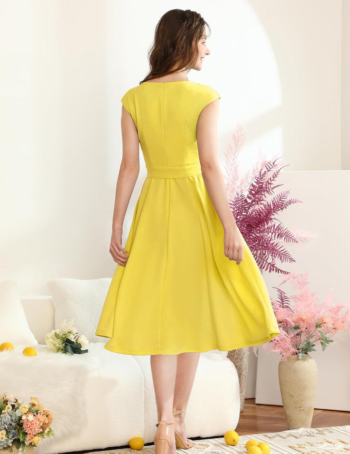 DRESSTELLS Cocktailkleid Damen Elegant Weihnachts 1950er Vintage A-Line Swing Knielang Festlich Wint