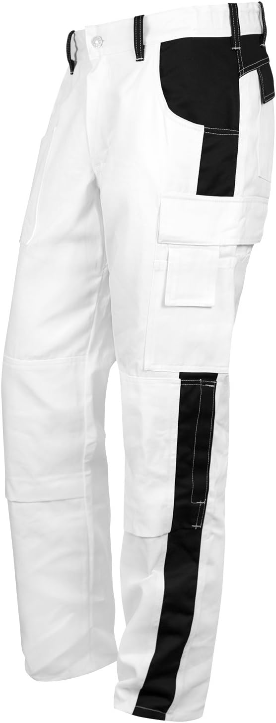 strongAnt - Arbeitshosen Herren Berlin Pro Bundhose 280 GR - Grau - Made in EU 90 Weiss / Schwarz, 9