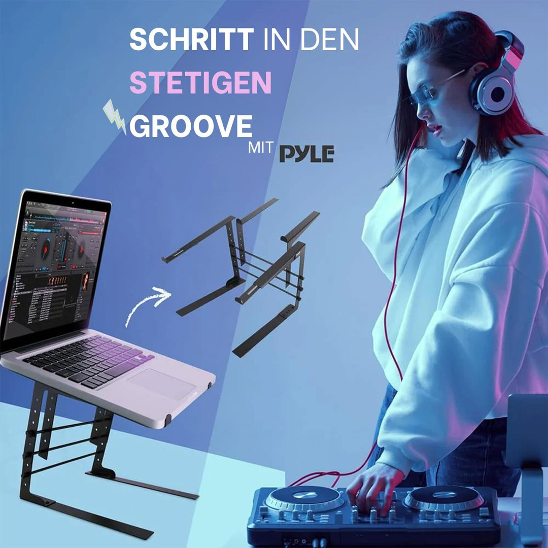 Pyle tragbarer Doppel-Laptopständer, Stehtisch mit verstellbarer Höhe, ergonomischem Design und ruts