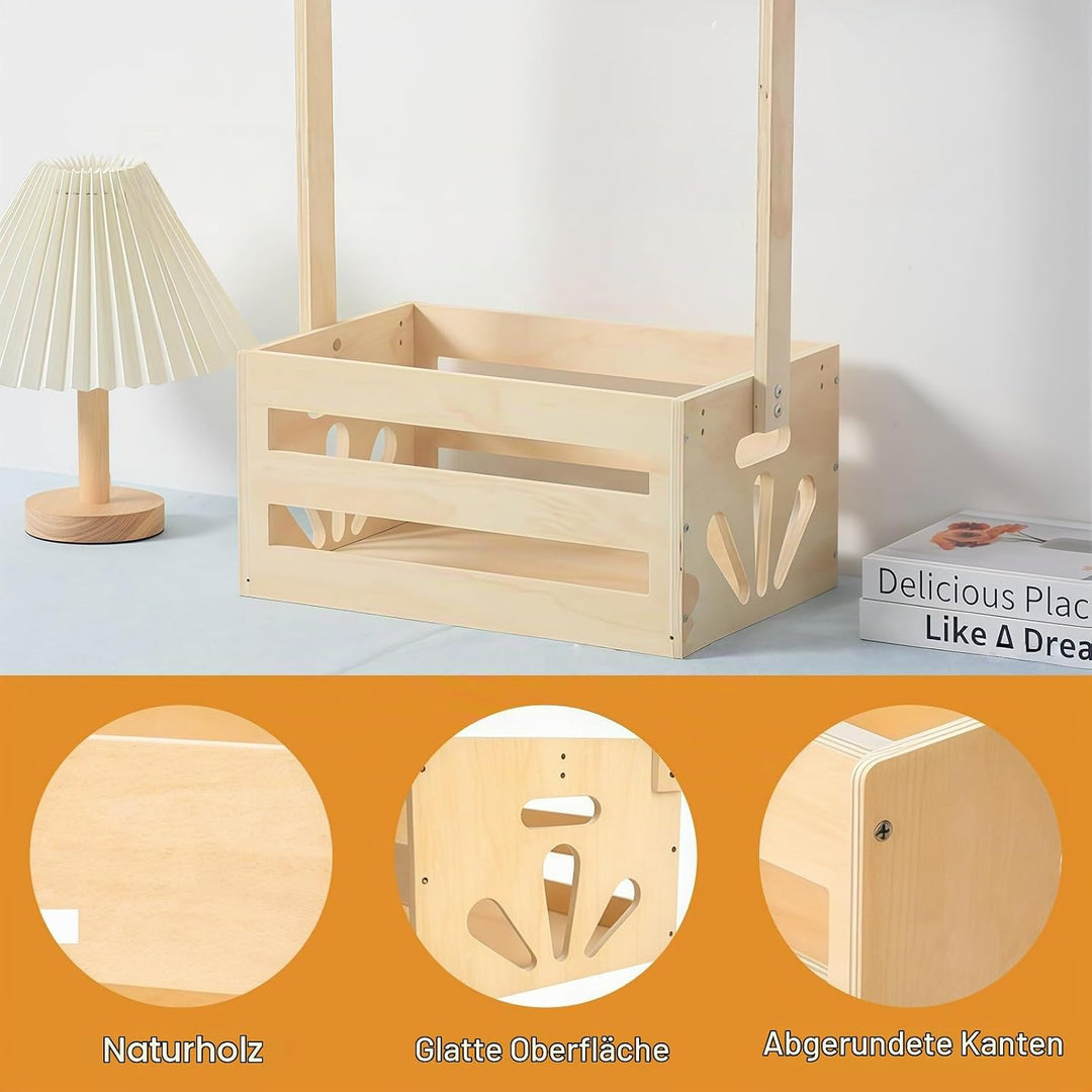 Holz Babyparty Kiste Kleiderschrank mit Griff, Kinder Kleiderbügel Praktische Baby -Aufbewahrungskis