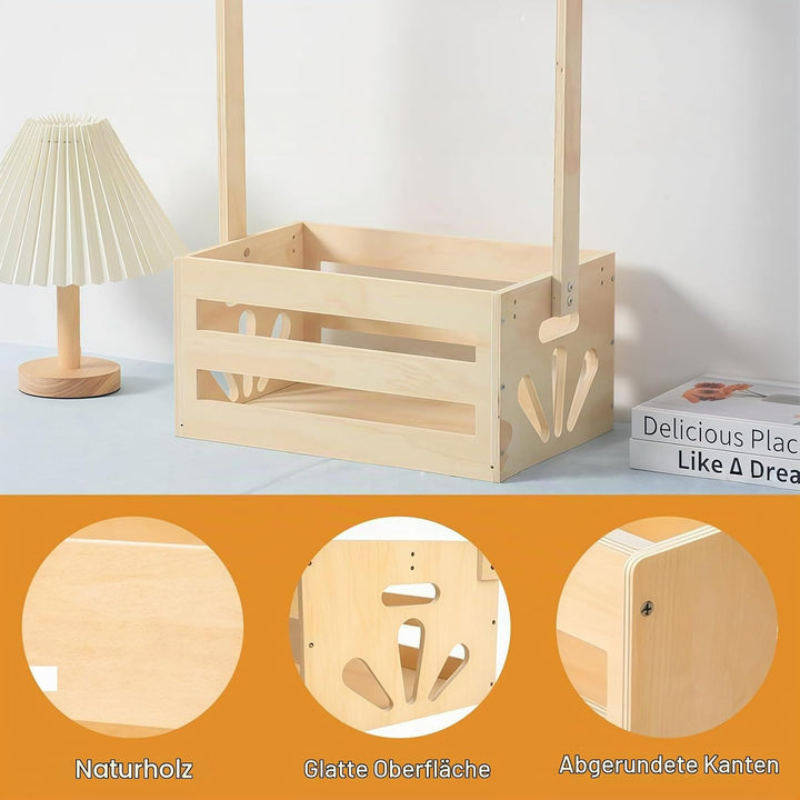Holz Babyparty Kiste Kleiderschrank mit Griff, Kinder Kleiderbügel Praktische Baby -Aufbewahrungskis
