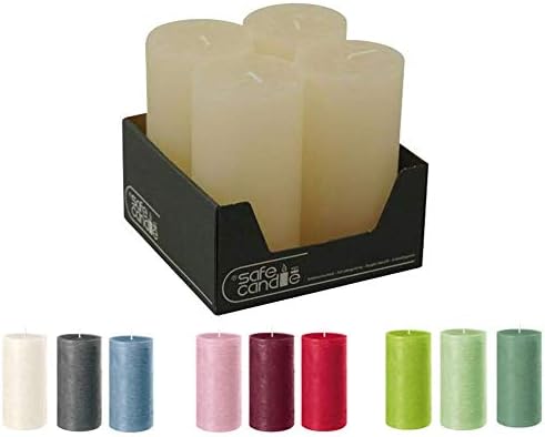 Rustikale Stumpenkerzen – 4 Stück - Wachskerzen/Rustickerzen/Adventskerzen Weihnachten (Wollweiss, G