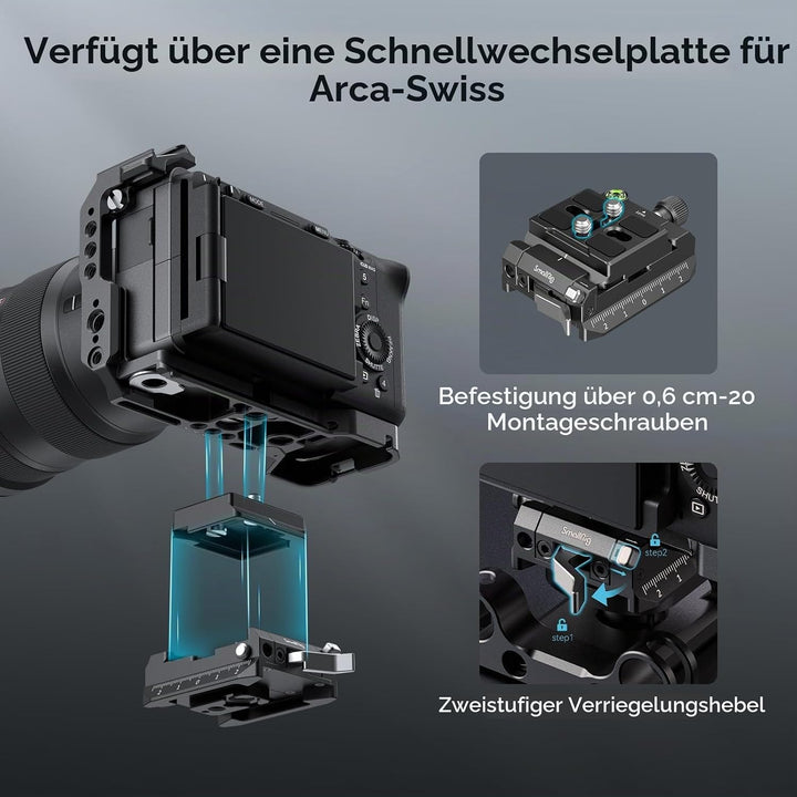 SmallRig Schnellwechselplatte und Klemme für Arca-Swiss Standard, mit Bottom Platte für Manfrotto 50