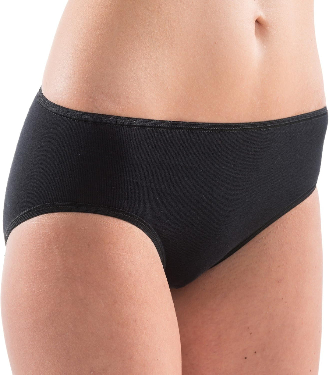 HERMKO 1031 Damen Midi-Slip Bio-Baumwolle 4er Pack (Weitere Farben), Schwarz