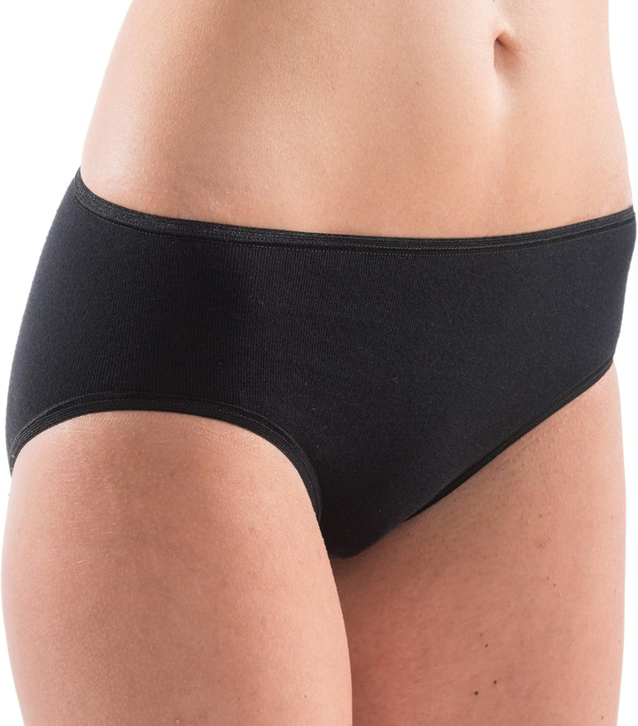 HERMKO 1031 Damen Midi-Slip Bio-Baumwolle 4er Pack (Weitere Farben) 36-38 Schwarz, 36-38 Schwarz