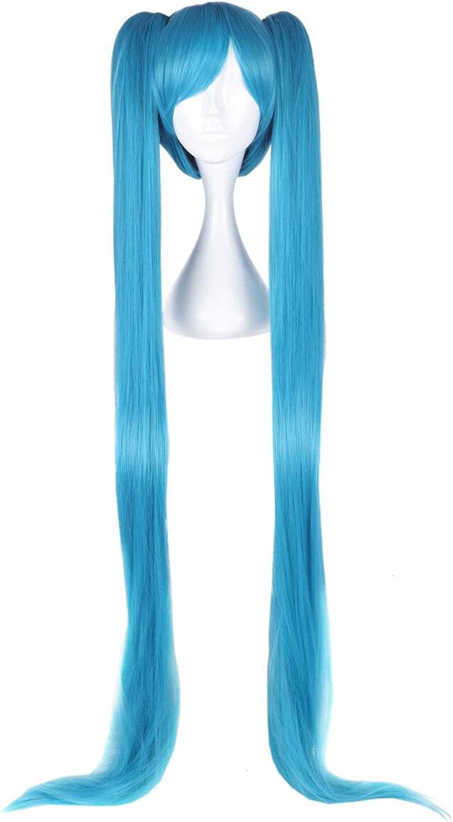 CoolChange Cosplay Perücke mit sehr Langen Zöpfen für Hatsune Miku Fans | 130cm | Farbe: Blau, Blau