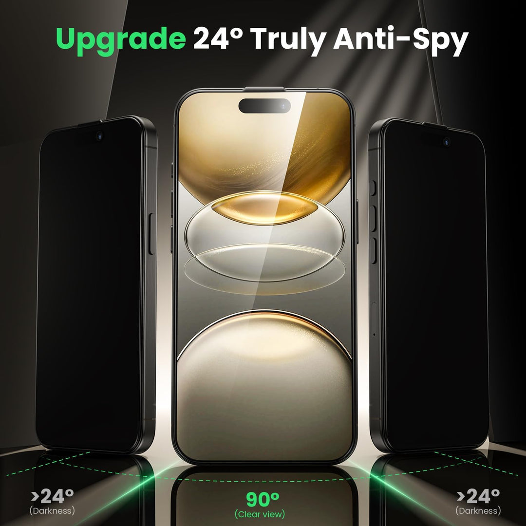 WSKEN für iPhone 16 Pro Max für Panzerglas Sichtschutz - [24°Anti Spy][Auto Dust-Elimination] 9H Här