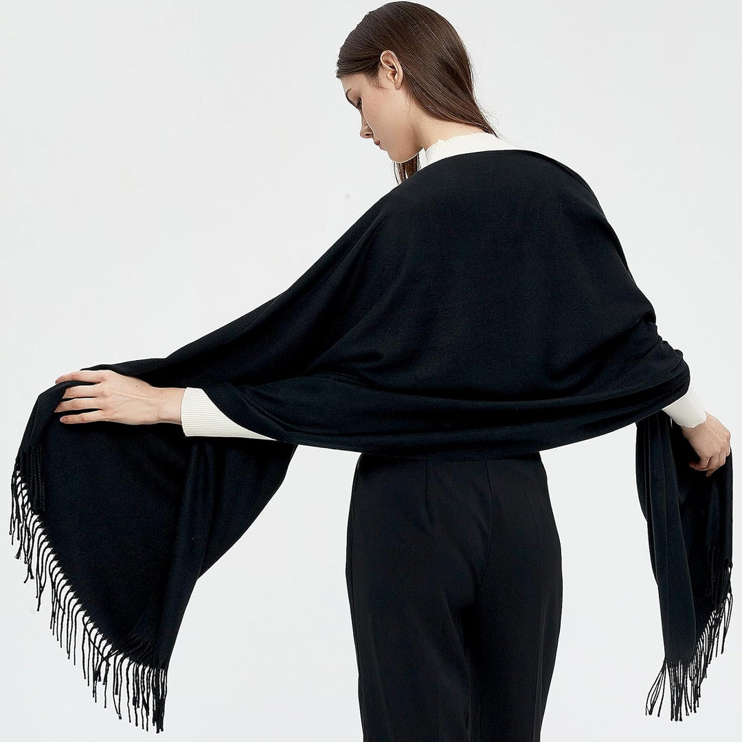 Pashmina Schals und Wraps Schals für Damen Hochzeit Party Winter Warme Lange Solid Color Schwarz, Sc