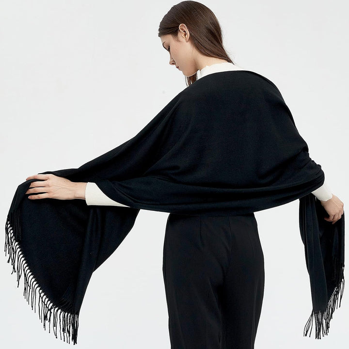 Pashmina Schals und Wraps Schals für Damen Hochzeit Party Winter Warme Lange Solid Color Schwarz, Sc