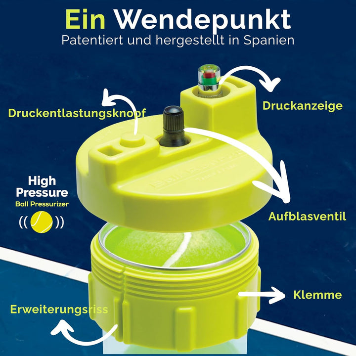 BALL RESCUER - Verwandelt Padel oder Tennisballbehälter in einen 30 psi Druckluftbehaelter - Geeigne