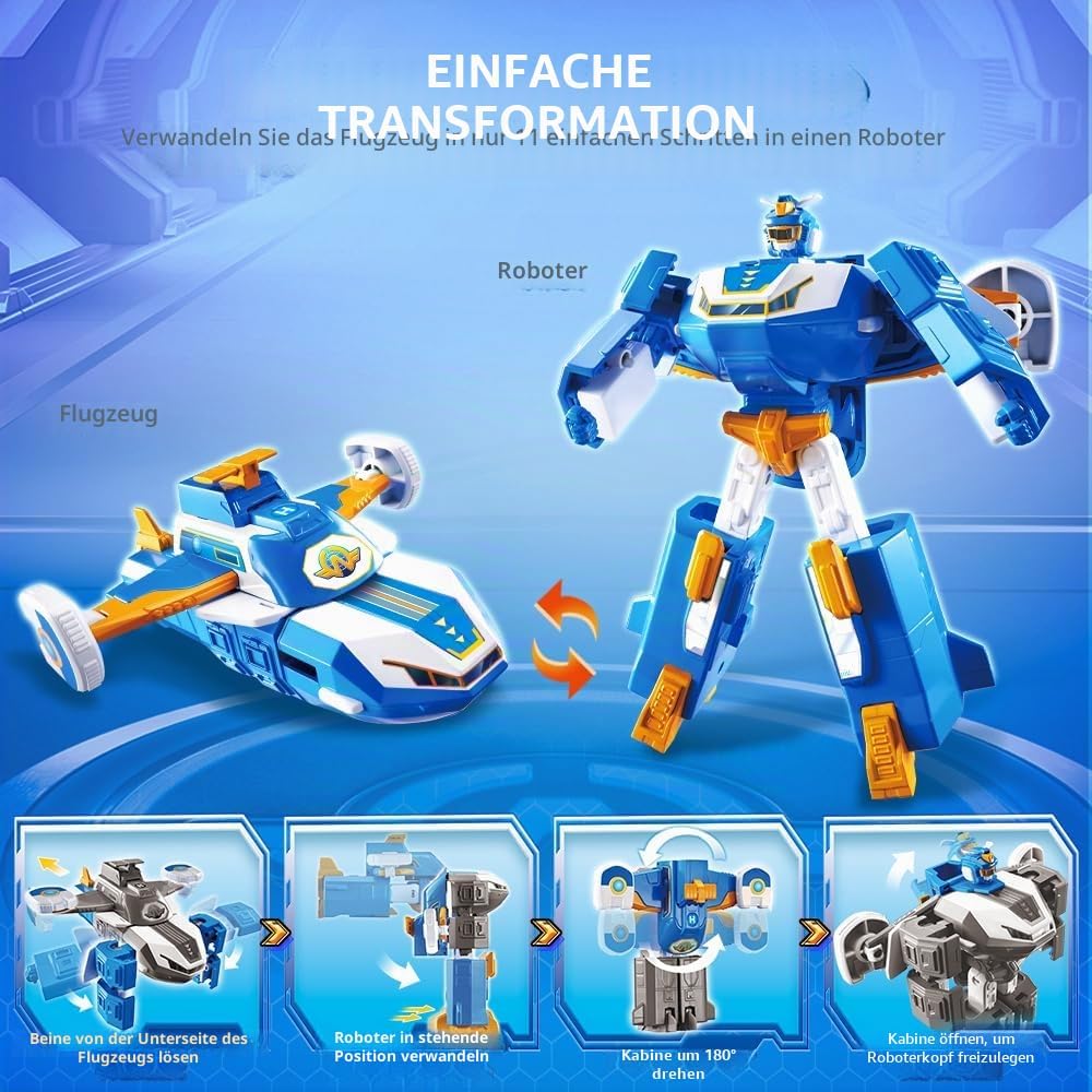 Super Wings 2-in-1 Mini World Aircraft Transforming Robot mit Licht- und Soundeffekten, Transformer-