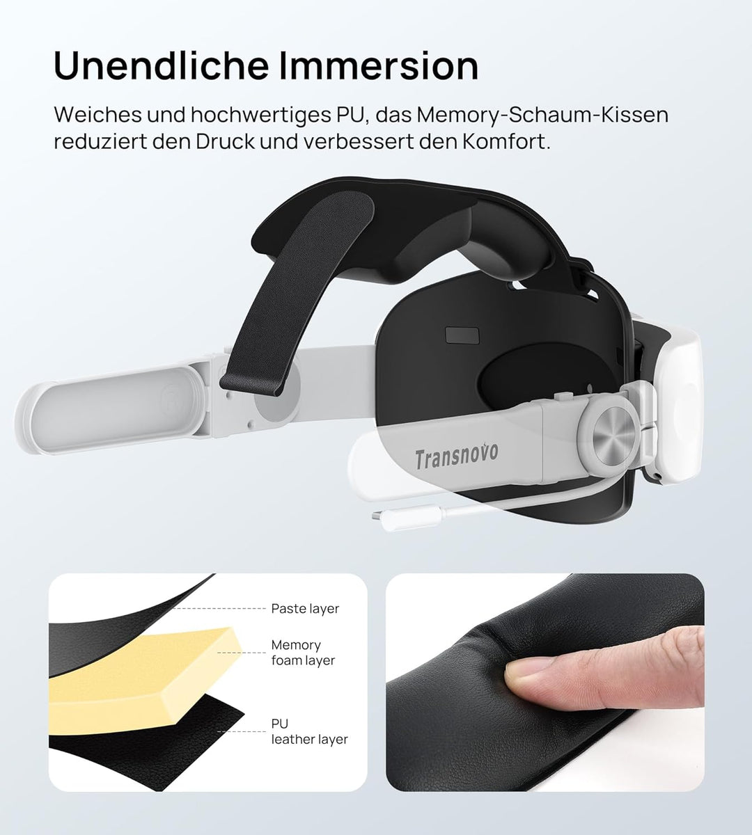 Elite Strap mit 6000mAh Akku kompatibel mit Meta/Oculus Quest 2 Zubehör, Komfort VR Kopfband Ersatz