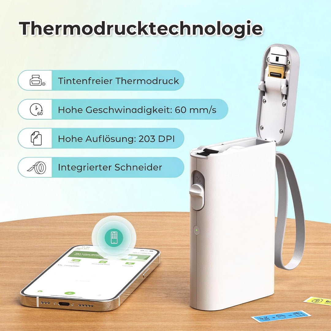 Nelko Etikettendrucker, Bluetooth P21 Selbstklebendes Etikettiergerät Tragbarer beschriftungsgerät s