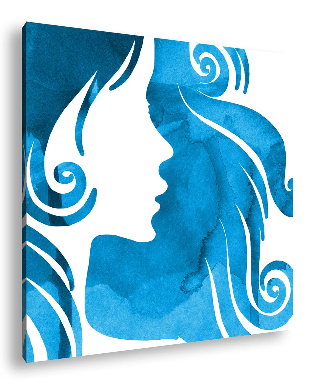 deyoli Bewegende Frauenkopf Illustration Format: 70x70 Effekt: Monocrome Blau als Leinwandbild, Moti